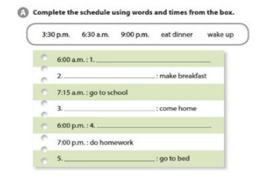 Unit 6: What time do you go to school?