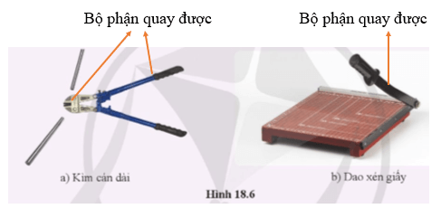 Hình 18.6 là ảnh chiếc kìm cán dài dùng để cắt sắt (hình 18.6 a) và dao xén giấy (hình 18.6b)