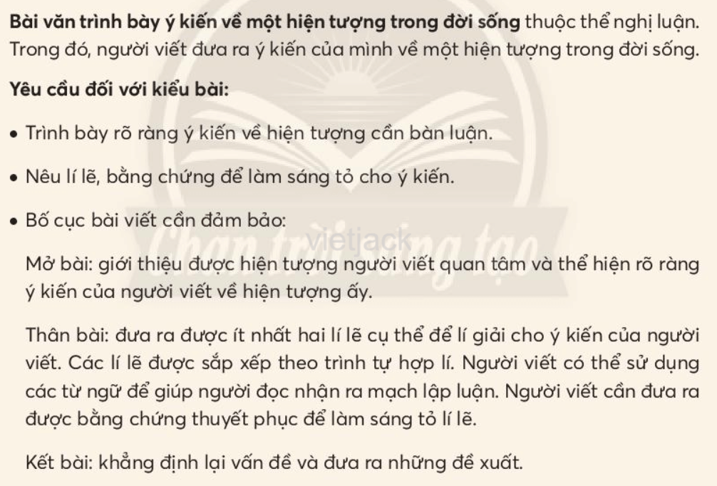 Viết bài văn trình bày ý kiến về một hiện tượng trong đời sống