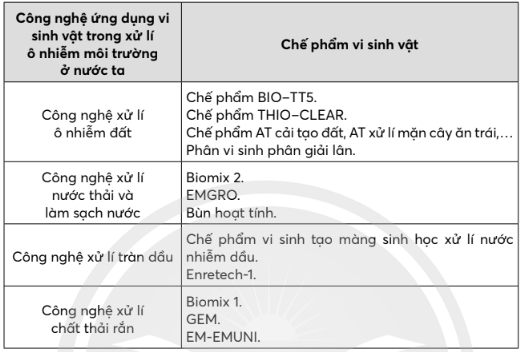 Chuyên đề Sinh học 10 Bài 12 (Chân trời sáng tạo): Công nghệ ứng dụng vi sinh vật trong xử lí ô nhiễm môi trường  (ảnh 1)