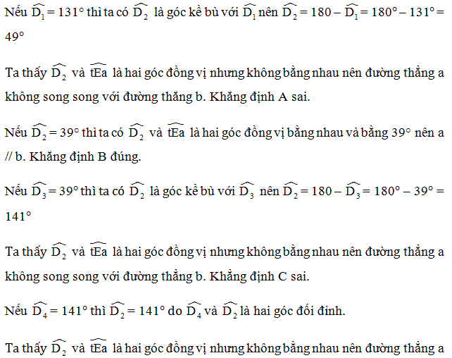 TOP 20 câu Trắc nghiệm Hai đường thẳng song song và dấu hiệu nhận biết - Toán 7 Kết nối tri thức (ảnh 1)