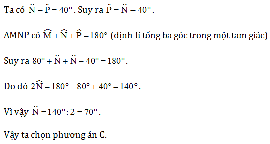 TOP 20 câu Trắc nghiệm Tổng các góc trong một tam giác -  Toán 7 Kết nối tri thức (ảnh 1)