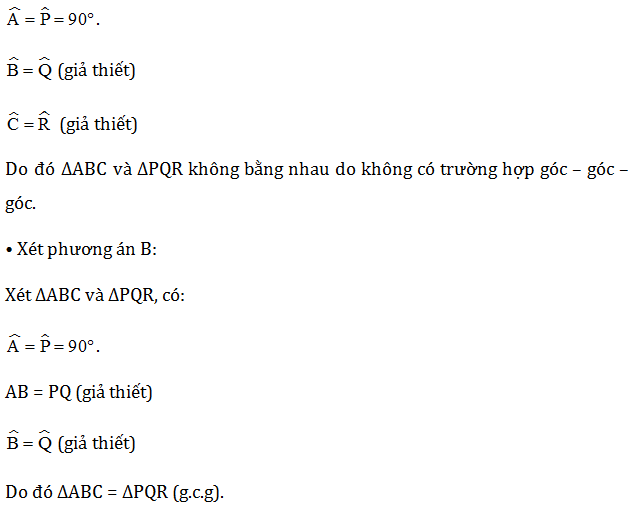 TOP 20 câu Trắc nghiệm Các trường hợp bằng nhau của tam giác vuông - Toán 7 Kết nối tri thức (ảnh 1)