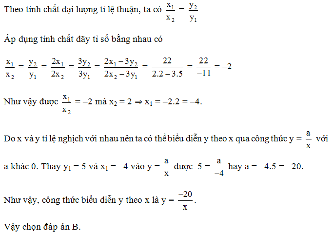 TOP 20 câu Trắc nghiệm Đại lượng tỉ lệ nghịch - Toán 7 Kết nối tri thức (ảnh 1)