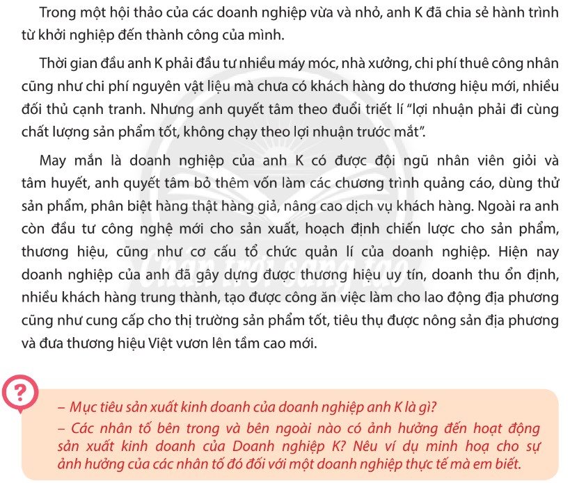 Chuyên đề Kinh tế pháp luật 10 Bài 4 (Chân trời sáng tạo): Khái quát chung về mô hình sản xuất kinh doanh của doanh nghiệp nhỏ  (ảnh 1)