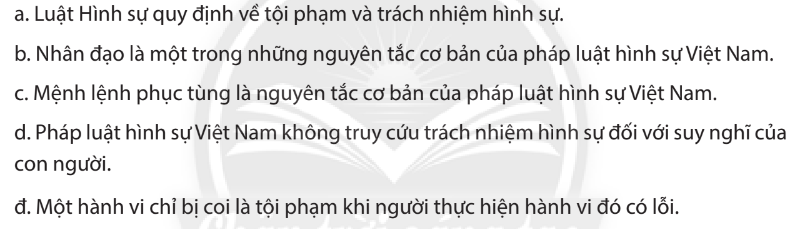 Chuyên đề Kinh tế pháp luật 10 Bài 6 (Chân trời sáng tạo): Khái quát về pháp luật hình sự  (ảnh 1)