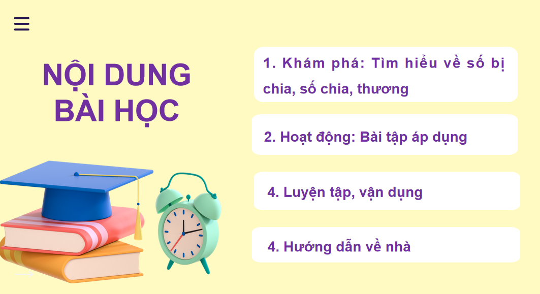 Giáo án điện tử Số bị chia, số chia, thương| Bài giảng PPT Toán lớp 2 Kết nối tri thức (ảnh 1)