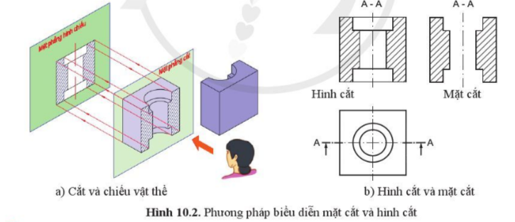 Giải Công nghệ 10 Bài 10: Mặt cắt và hình cắt - Cánh diều (ảnh 1)