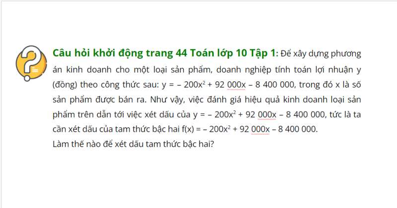 Bài giảng điện tử Dấu của tam thức bậc hai | Giáo án PPT Toán 10 Cánh diều (ảnh 2)