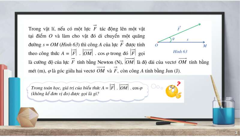 Bài giảng điện tử Tích vô hướng của hai vectơ | Giáo án PPT Toán 10 Cánh diều (ảnh 2)