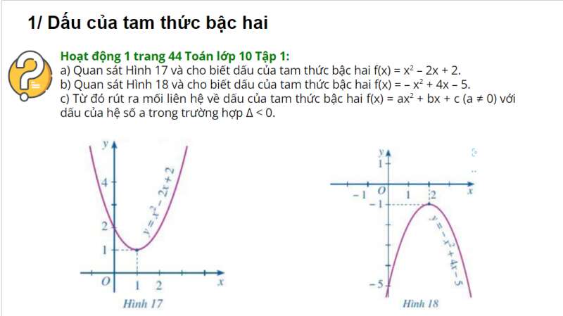 Bài giảng điện tử Dấu của tam thức bậc hai | Giáo án PPT Toán 10 Cánh diều (ảnh 3)