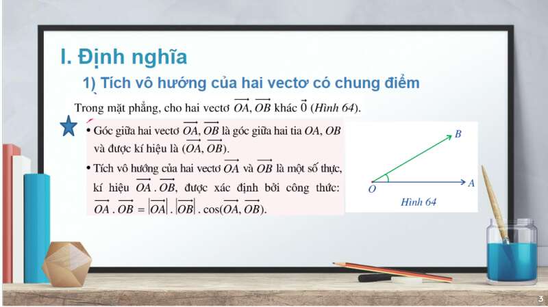 Bài giảng điện tử Tích vô hướng của hai vectơ | Giáo án PPT Toán 10 Cánh diều (ảnh 3)