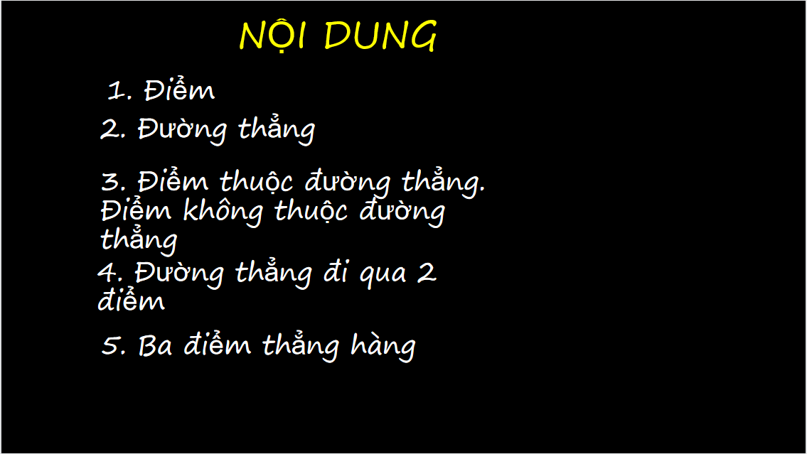 Giáo án điện tử  Điểm. Đường thẳng| Bài giảng PPT Toán 6 (ảnh 1)