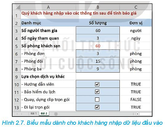 Chuyên đề Tin học 10 Bài 2: Tạo biểu mẫu khách hàng với hộp kiểm - Kết nối tri thức (ảnh 1)