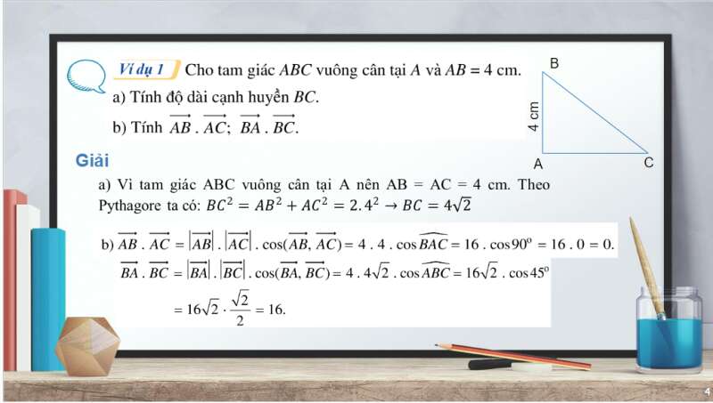 Bài giảng điện tử Tích vô hướng của hai vectơ | Giáo án PPT Toán 10 Cánh diều (ảnh 4)