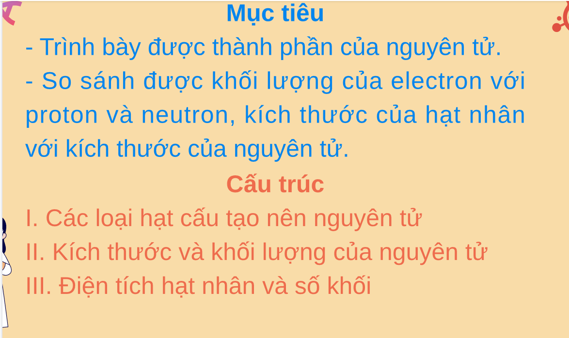 Giáo án điện tử Thành phần của nguyên tử  | Bài giảng PPT Hóa học 10 Kết nối tri thức (ảnh 1)