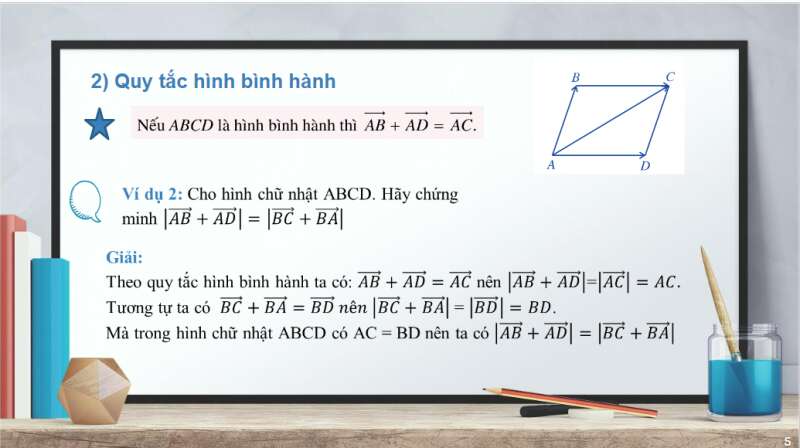 Bài giảng điện tử Tổng và hiệu của hai vectơ | Giáo án PPT Toán 10 Cánh diều (ảnh 5)