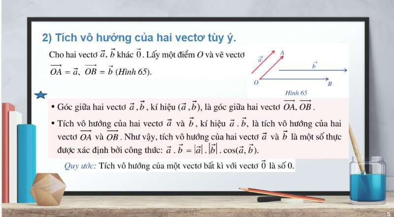 Bài giảng điện tử Tích vô hướng của hai vectơ | Giáo án PPT Toán 10 Cánh diều (ảnh 5)