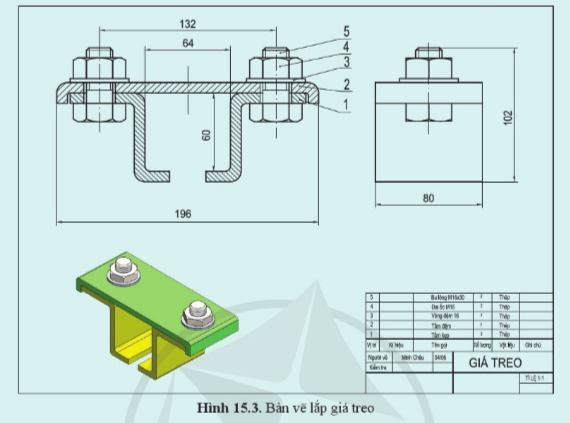 Giải Công nghệ 10 Bài 15: Bản vẽ lắp - Cánh diều (ảnh 1)