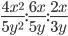 \frac{4x^2}{5y^2}:\frac{6x}{5y}:\frac{2x}{3y}