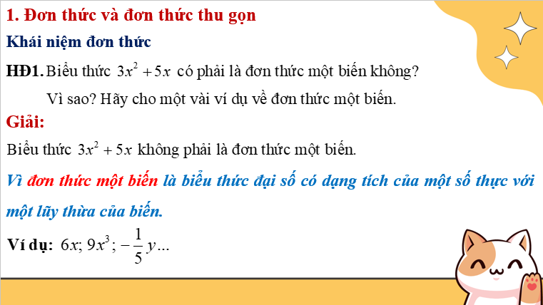 Giáo án điện tử Đơn thức | Bài giảng PPT Toán 8 Kết nối tri thức (ảnh 1)