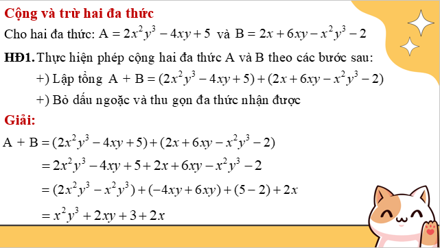 Giáo án điện tử Phép cộng và phép trừ đa thức | Bài giảng PPT Toán 8 Kết nối tri thức (ảnh 1)