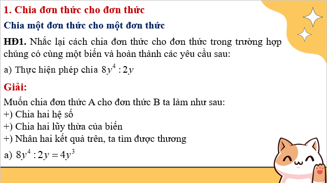 Giáo án điện tử Phép chia đa thức cho đơn thức | Bài giảng PPT Toán 8 Kết nối tri thức (ảnh 1)