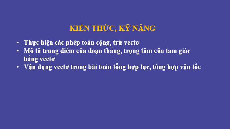 Giáo án điện tử Tổng và hiệu của hai vectơ | Bài giảng PPT Toán 10 Kết nối tri thức (ảnh 1)