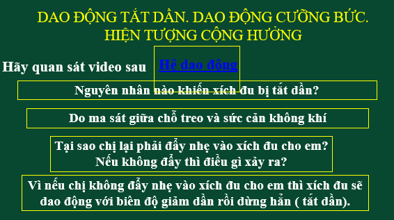 Giáo án điện tử Dao động tắt dần. Dao động cưỡng bức. Hiện tượng cộng hưởng | Bài giảng PPT Vật lí 11 Kết nối tri thức (ảnh 1)