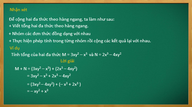 Giáo án điện tử Các phép tính với đa thức nhiều biến | Bài giảng PPT Toán 8 Cánh diều (ảnh 1)