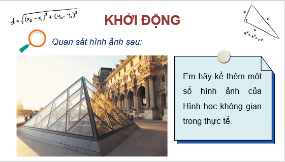 Giáo án điện tử Đường thẳng và mặt phẳng trong không gian | Bài giảng PPT Toán 11 Cánh diều (ảnh 1)