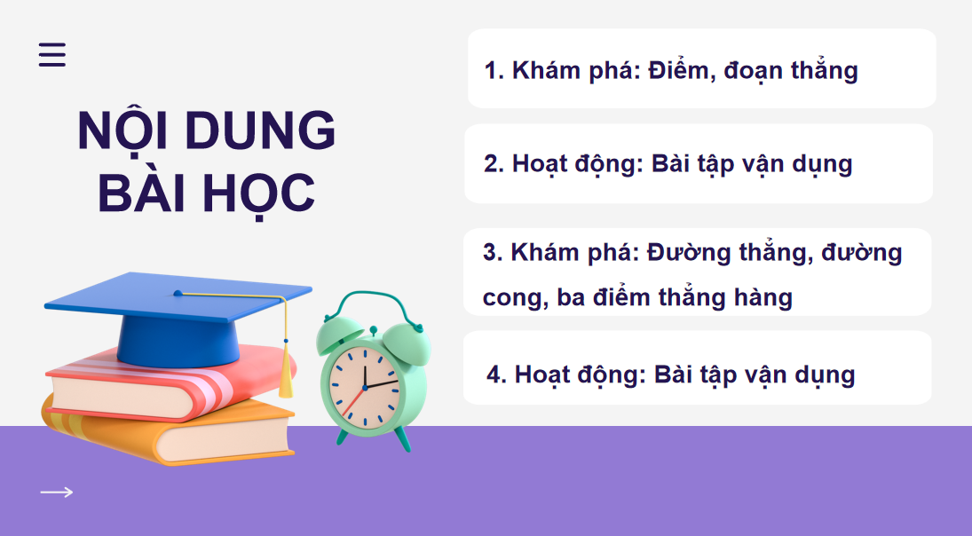 Giáo án điện tử Điểm, đoạn thẳng, đường thẳng, đường cong, ba điểm thẳng hàng| Bài giảng PPT Toán lớp 2 Kết nối tri thức (ảnh 1)