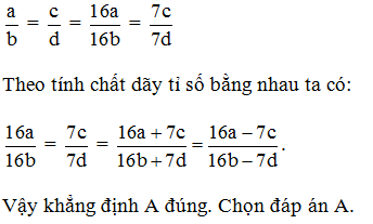 TOP 20 câu Trắc nghiệm Tính chất của dãy tỉ số bằng nhau - Toán 7 Kết nối tri thức (ảnh 1)