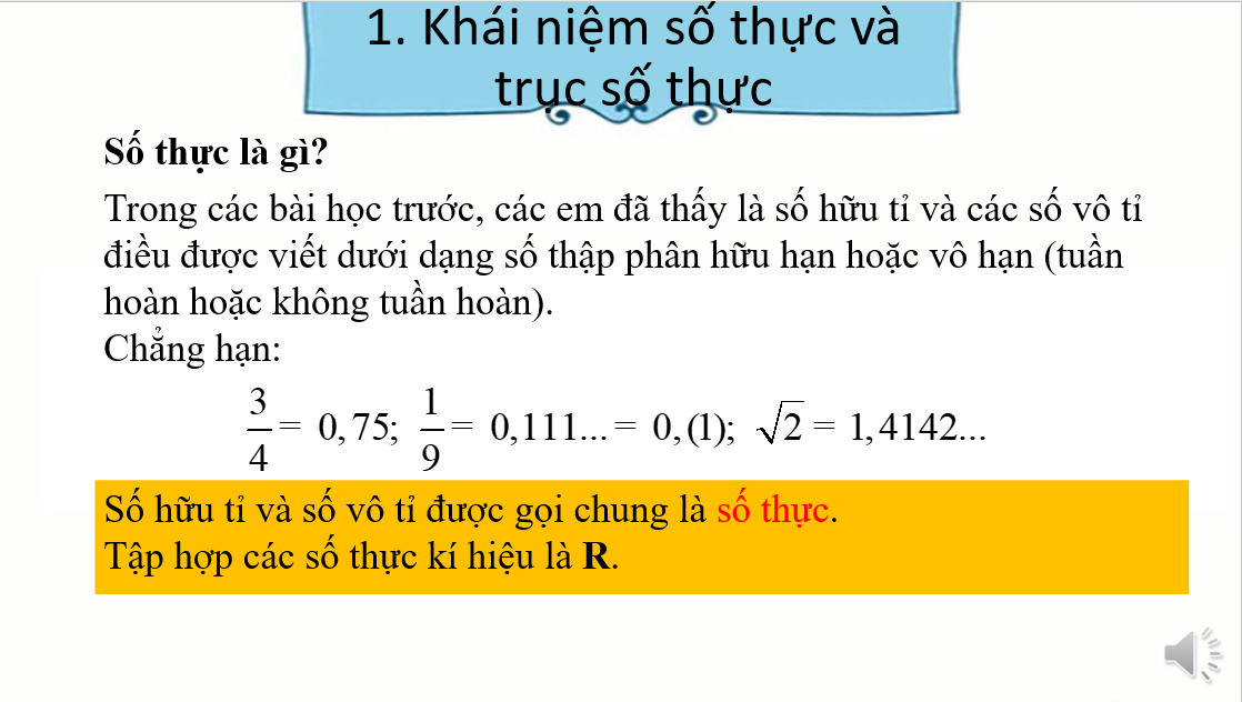 Giáo án điện tử Tập hợp các số thực | Bài giảng PPT Toán 7 Kết nối tri thức (ảnh 1)