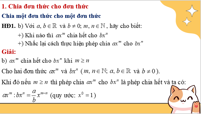 Giáo án điện tử Phép chia đa thức cho đơn thức | Bài giảng PPT Toán 8 Kết nối tri thức (ảnh 1)