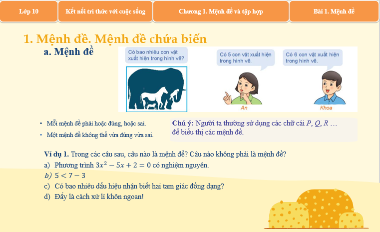 Giáo án điện tử Mệnh đề | Bài giảng PPT Toán 10 Kết nối tri thức (ảnh 1)