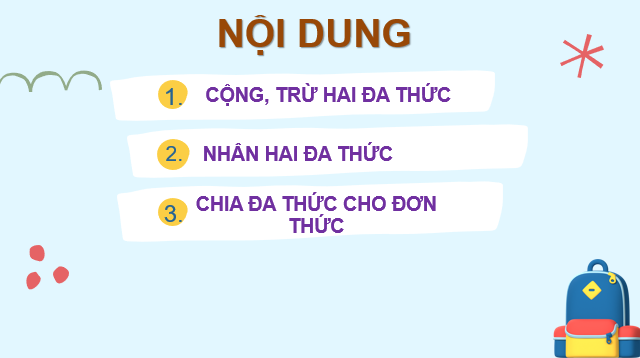 Giáo án điện tử Các phép toán với đa thức nhiều biến | Bài giảng PPT Toán 8 Chân trời sáng tạo (ảnh 1)