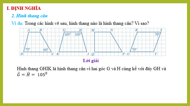 Giáo án điện tử Hình thang cân | Bài giảng PPT Toán 8 Cánh diều (ảnh 1)