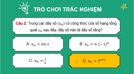 Giáo án điện tử Bài tập cuối chương 2 trang 57 | Bài giảng PPT Toán 11 Cánh diều (ảnh 1)