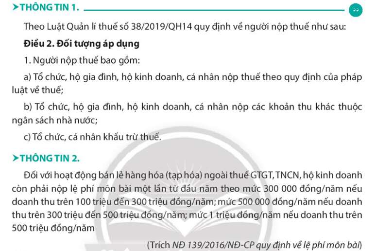 Kinh tế 10 Bài 7: Thuế và thực hiện pháp luật về thuế | Chân trời sáng tạo (ảnh 2)