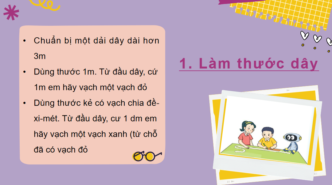 Giáo án điện tử Thực hành và trải nghiệm đo độ dài| Bài giảng PPT Toán lớp 2 Kết nối tri thức (ảnh 1)