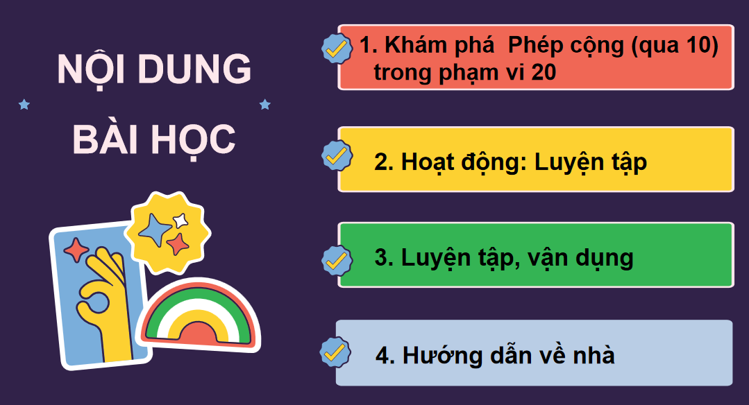 Giáo án điện tử Phép cộng (qua 10) trong phạm vi 20 | Bài giảng PPT Toán lớp 2 Kết nối tri thức (ảnh 1)