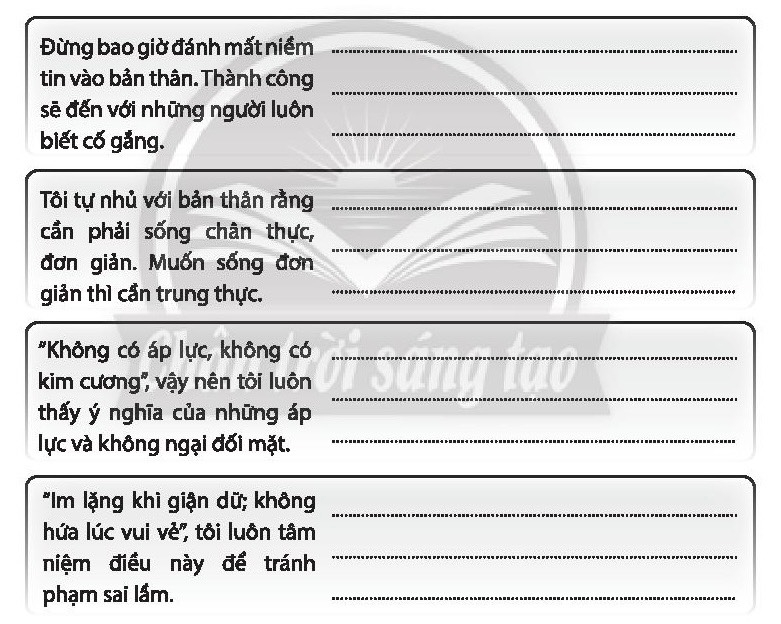 Sách bài tập HĐTN 10 Chủ đề 2: Xây dựng quan điểm sống - Chân trời sáng tạo (ảnh 1)