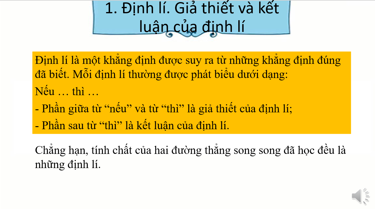 Giáo án điện tử Định lí và chứng minh định lí | Bài giảng PPT Toán 7 Kết nối tri thức (ảnh 1)