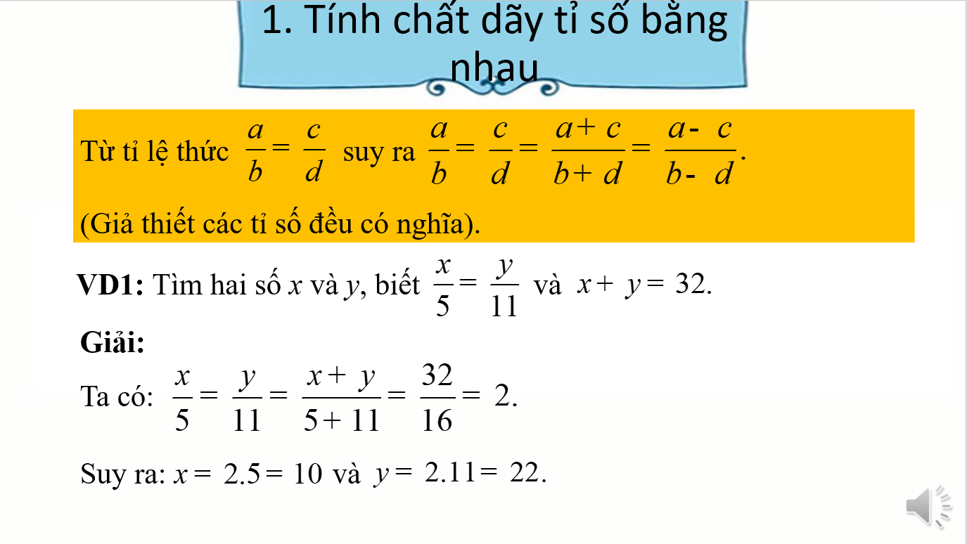 Giáo án điện tử Tính chất dãy tỉ số bằng nhau | Bài giảng PPT Toán 7 Kết nối tri thức (ảnh 1)