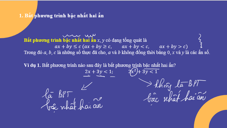 Giáo án điện tử Bất phương trình bậc nhất hai ẩn | Bài giảng PPT Toán 10 Kết nối tri thức (ảnh 1)