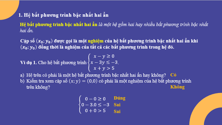 Giáo án điện tử Hệ bất phương trình bậc nhất hai ẩn | Bài giảng PPT Toán 10 Kết nối tri thức (ảnh 1)