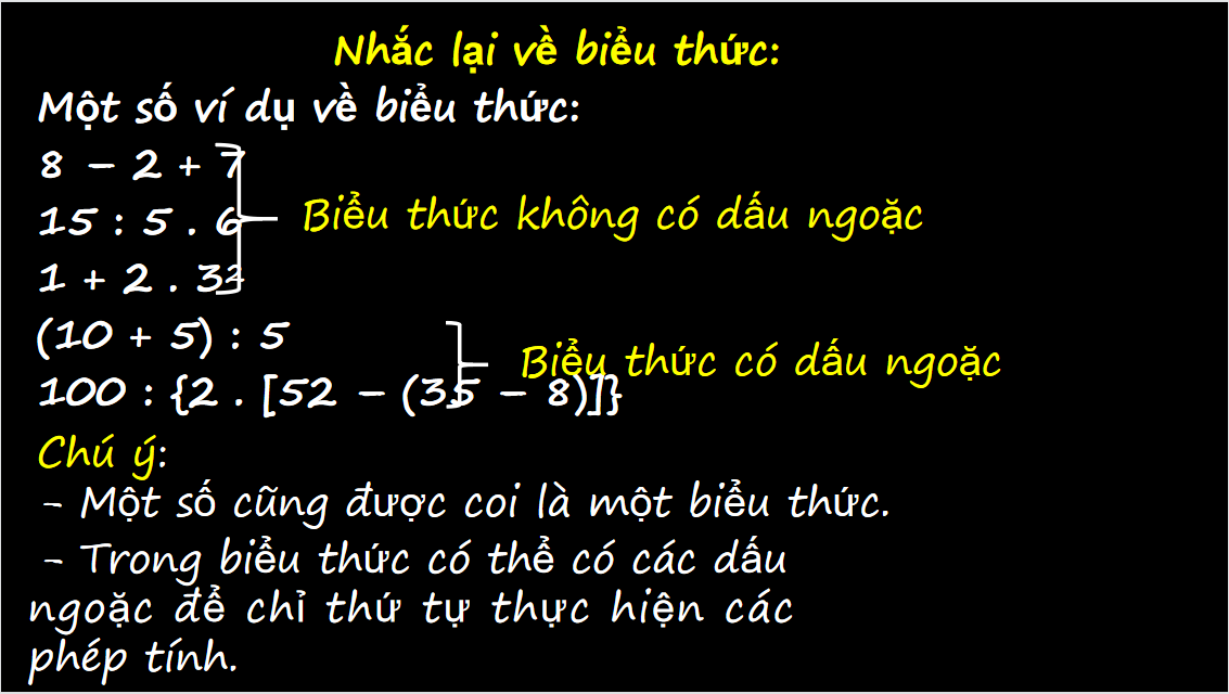 Giáo án điện tử Thứ tự thực hiện các phép tính | Bài giảng PPT Toán 6 (ảnh 1)