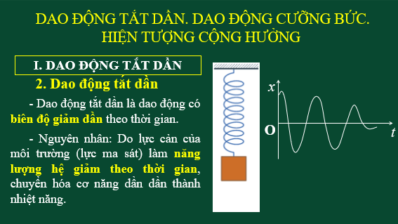 Giáo án điện tử Dao động tắt dần. Dao động cưỡng bức. Hiện tượng cộng hưởng | Bài giảng PPT Vật lí 11 Kết nối tri thức (ảnh 1)