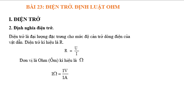 Giáo án điện tử Điện trở. Định luật Ôm | Bài giảng PPT Vật lí 11 Kết nối tri thức (ảnh 1)